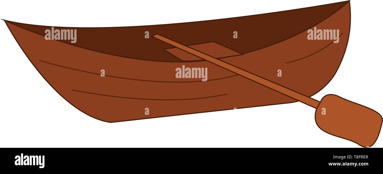 Un voile brun avec la ligne est prête à être cueillie par quelqu'un et la voile sur la rivière pour une balade sur le plaisir sur fond blanc vu de côté Illustration de Vecteur