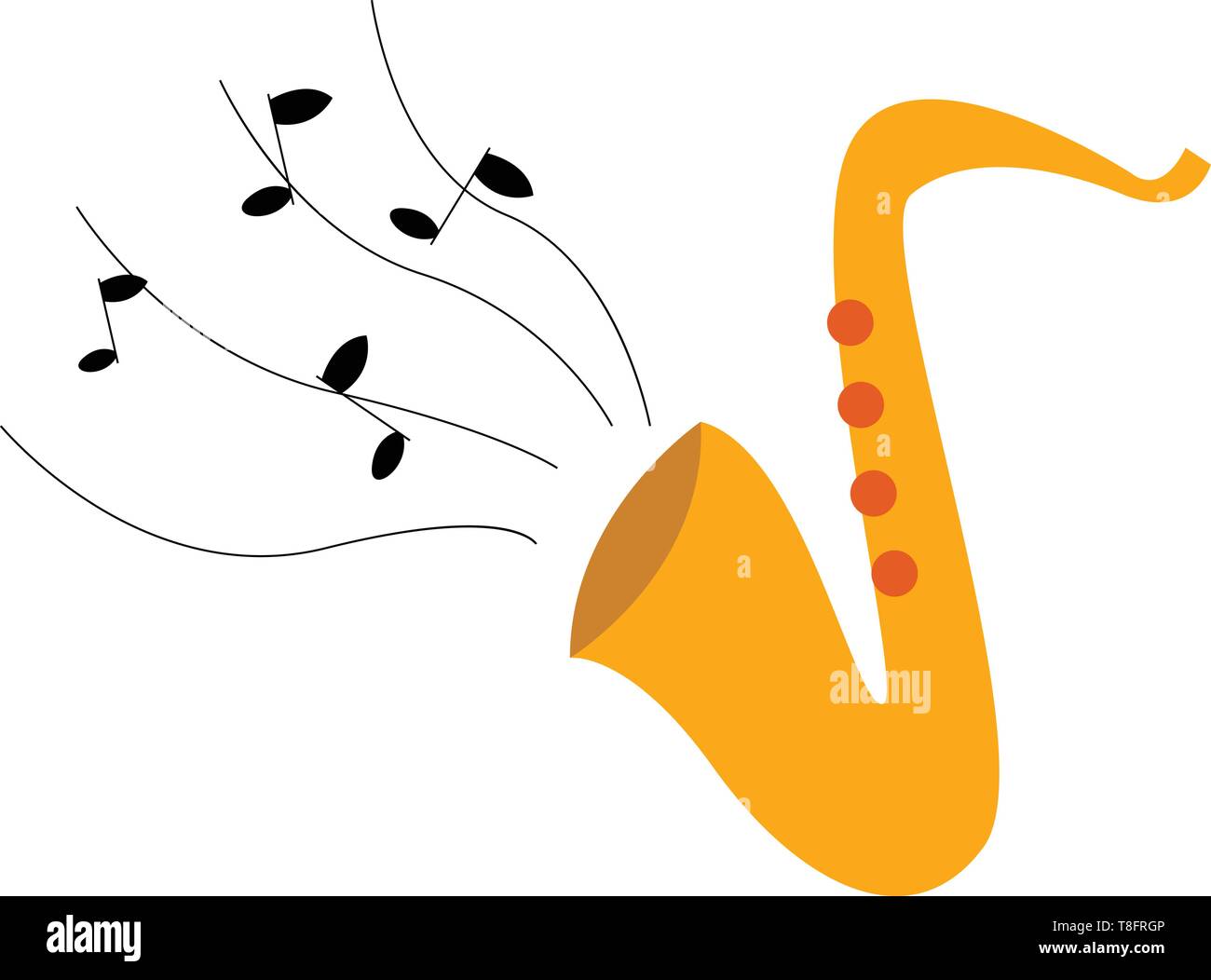 Un appareil jaune utilisé pour l'enregistrement mécanique et la reproduction du son, une forme précoce de gramophone ; set isolé sur fond blanc, scénario, couleur Illustration de Vecteur