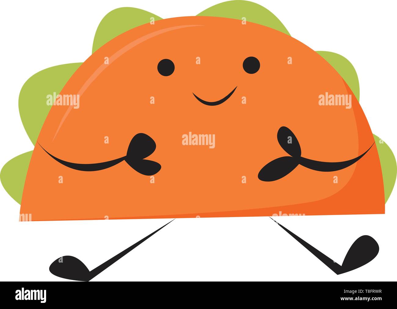 Heureux de l'Emoji taco colorés avec deux mains noires portées à son front a un sourire mignon petit visage isolé sur fond blanc vue de la Illustration de Vecteur