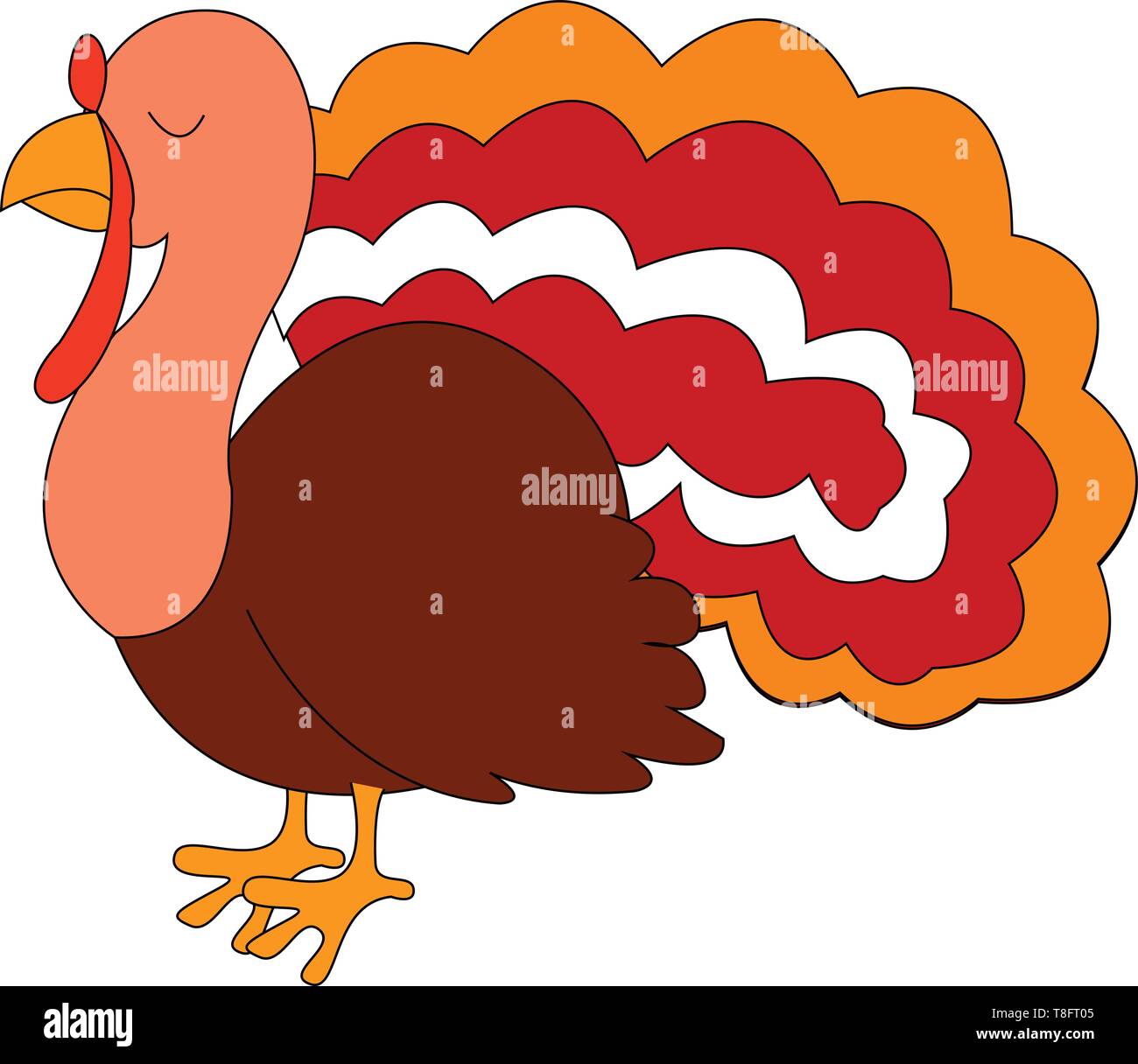 La Turquie un oiseau avec un wattle charnue qui pendent du haut de la bec jaune se tient avec les yeux fermés et le corps de soufflé répandre la queue, vecteur, Illustration de Vecteur La Turquie un oiseau avec un wattle charnue qui pendent du haut de la bec jaune se tient avec les yeux fermés et le corps de soufflé répandre la queue, vecteur, Illustration de Vecteur