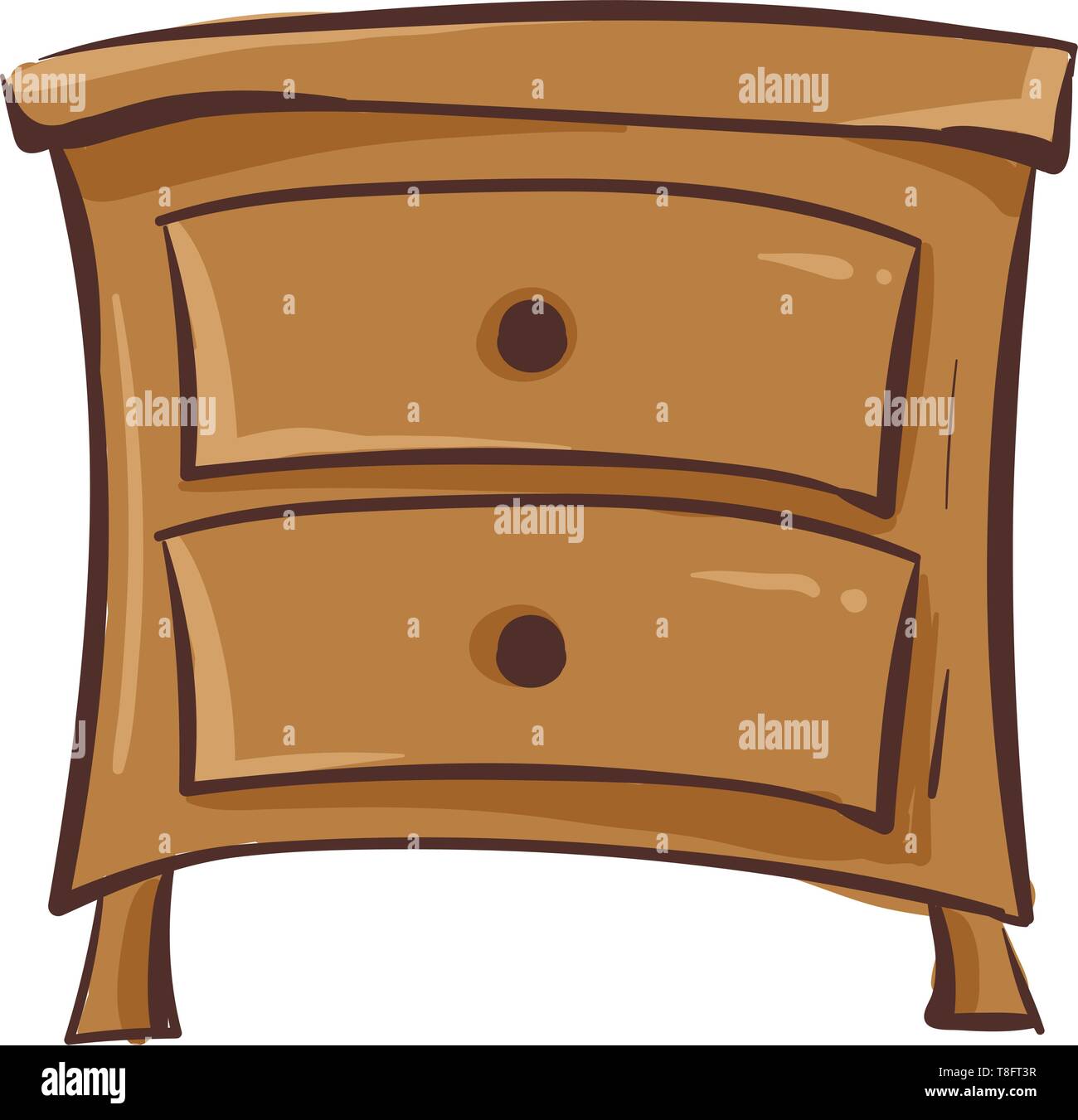 Un grand brun table de chevet avec deux tiroirs en dessous de la table est un élément essentiel pour la chambre à coucher qui ajoute une touche d'élégance, Scénario, dessin en couleur ou Illustration de Vecteur