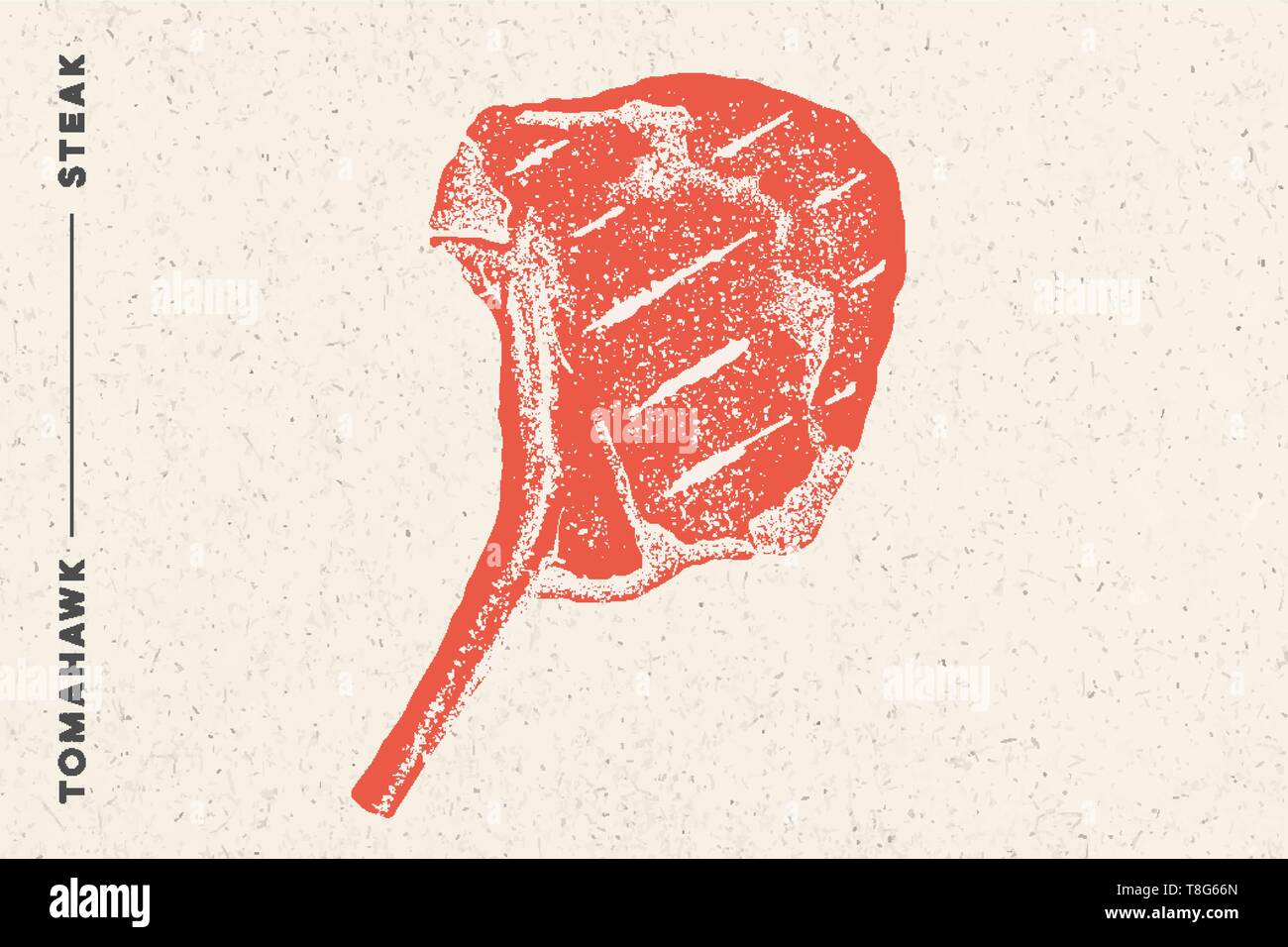 Steak, Tomahawk. Affiche avec texte, silhouette steak Illustration de Vecteur