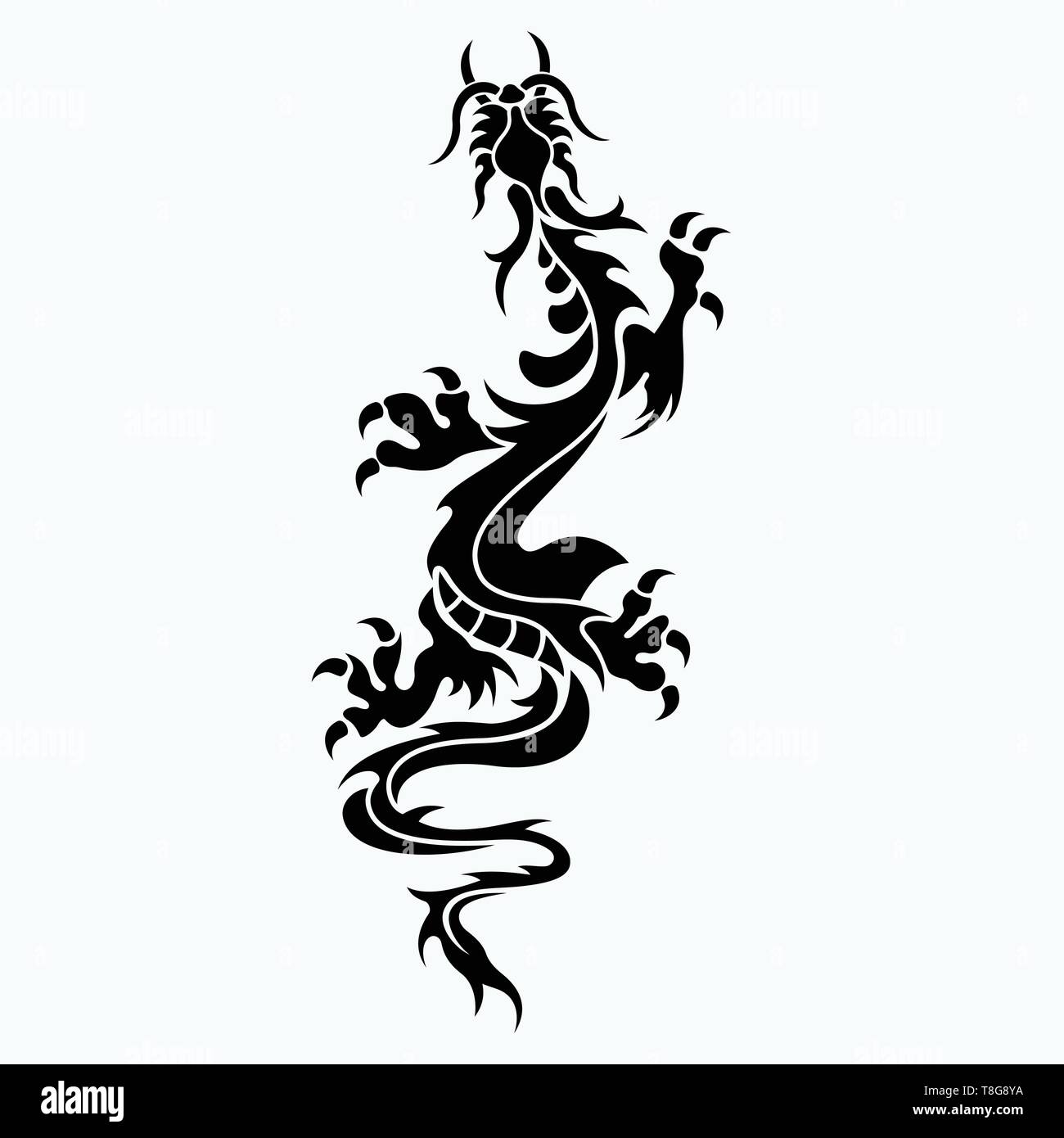 Les vecteurs pour motifs de tatouage de dragon, t-shirt designs, logos, symboles, facile à appliquer. Illustration de Vecteur