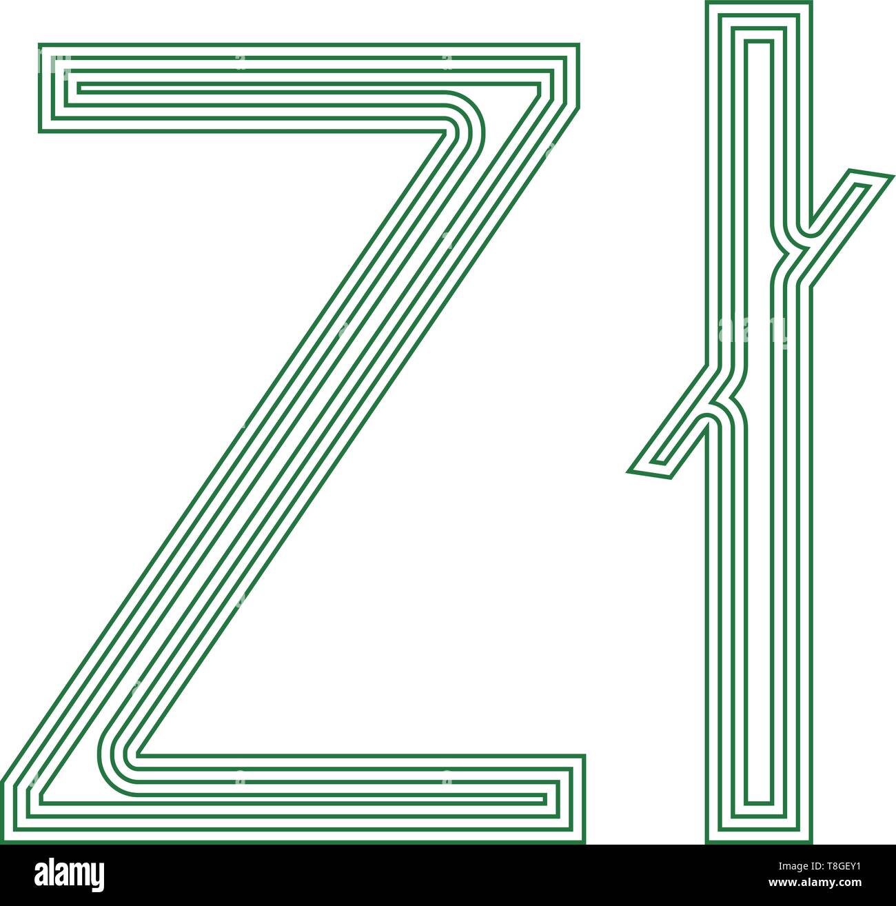 Symbole de l'unité monnaie Zloty Polonais icône symbole monétaire de l'illustration vectorielle à rayures sur fond blanc Illustration de Vecteur