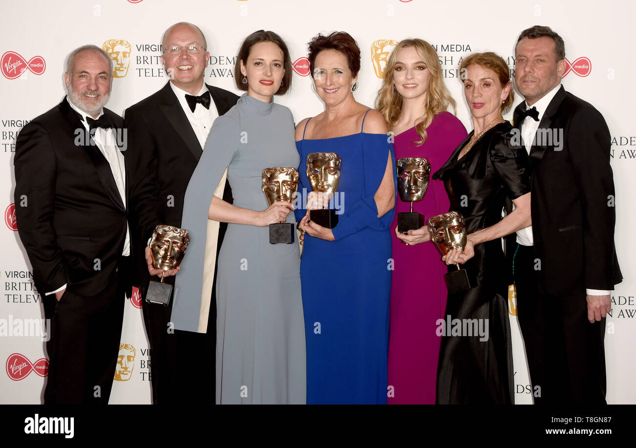 La photo doit être crédité ©Presse Alpha 079965 12/05/2019 Kim Bodnia, Colin Wratten, Phoebe Waller-Bridge, Fiona Shaw, Jodie Comer, Sally Woodward Gentle, Lee Morris Virgin Media Bafta TV British Academy Television Awards Press 2019 au Royal Festival Hall de Londres Banque D'Images