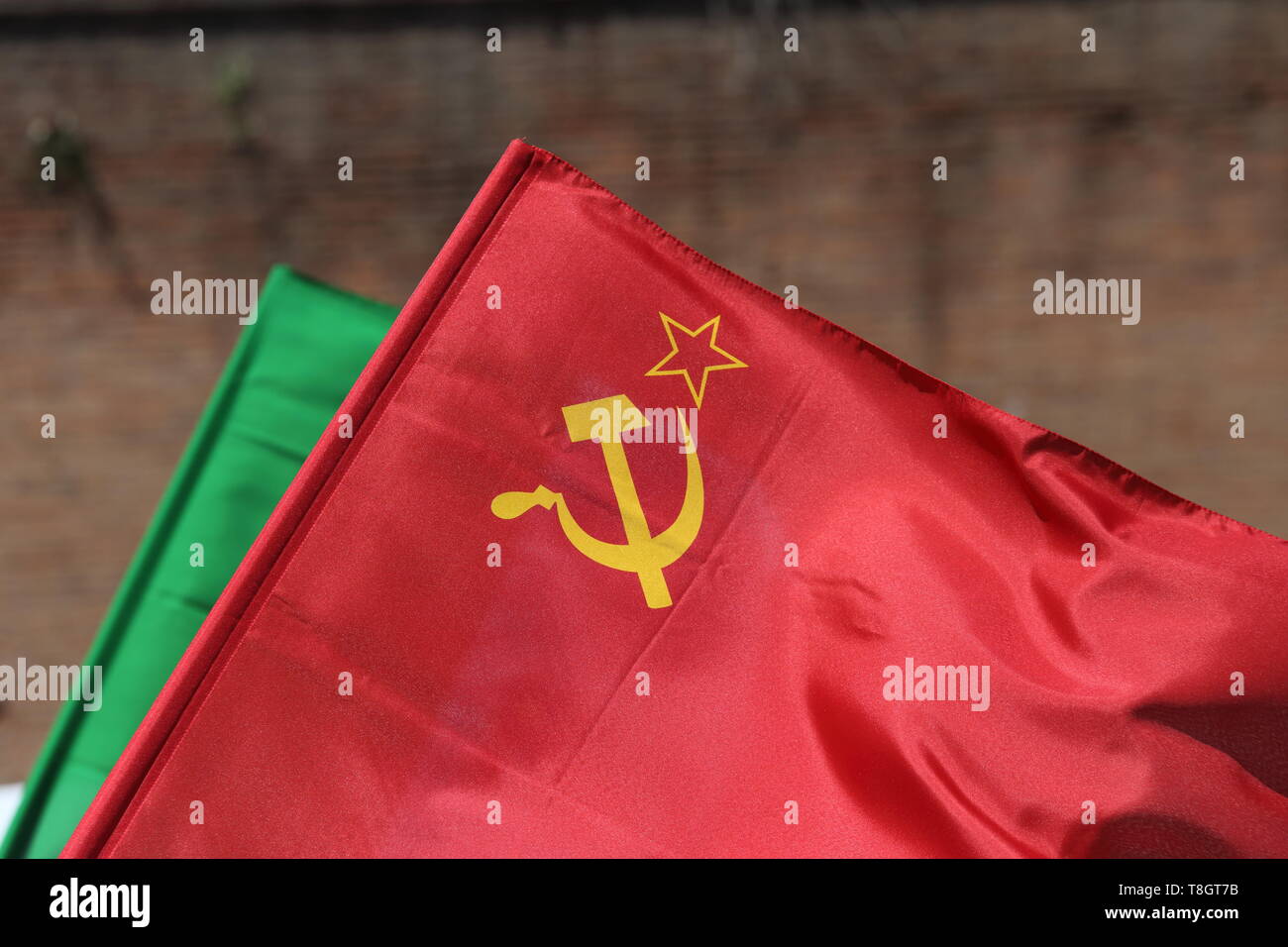 Drapeau communiste de drépanocytose et logo marteau Banque D'Images