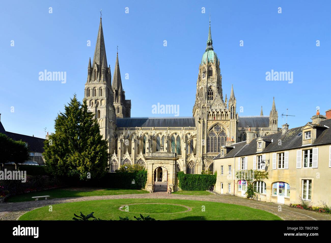 France, Calvados, Bayeux, cathédrale Notre-Dame, datée du 11e au 15e siècle Banque D'Images