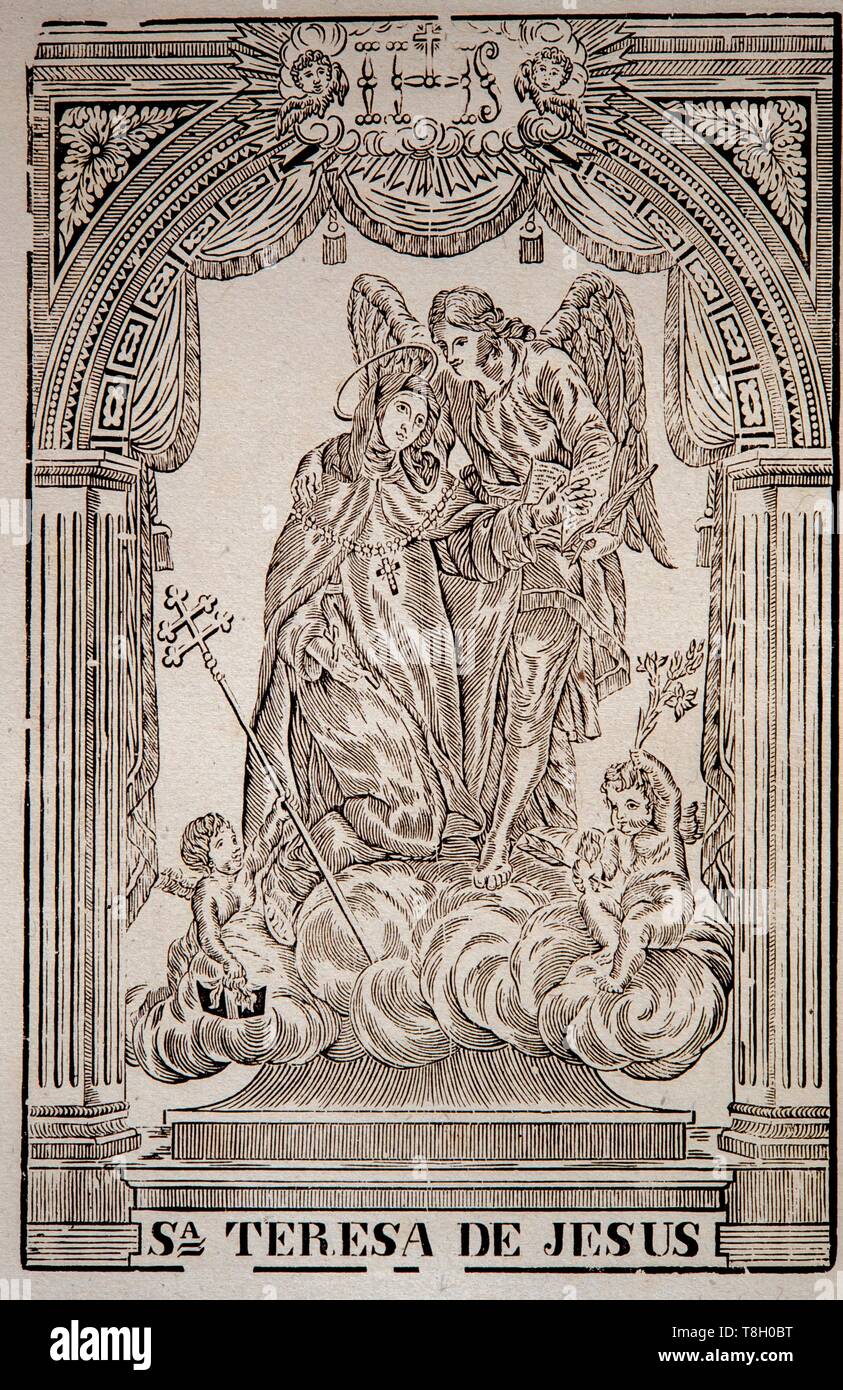 Santa Teresa. Xilografía. Colección privada. Banque D'Images