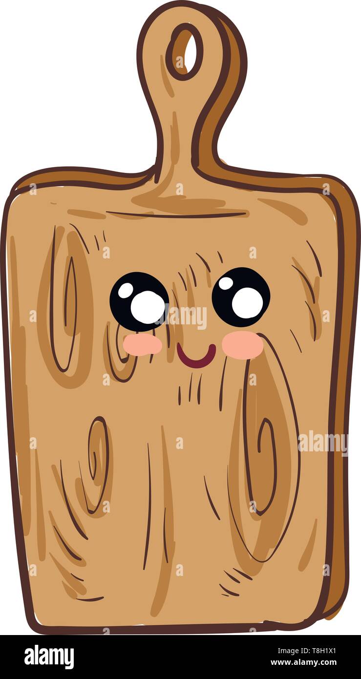 Planche à découper, caractère face hand drawn vector design, illustration, sur fond blanc. Illustration de Vecteur