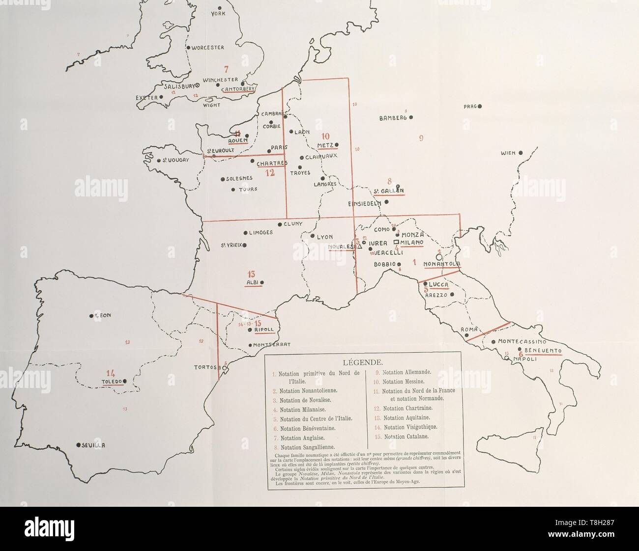 DISTRIBUCION GEOGRAFICA ENCORE DE EDAD MEDI. Auteur : GREGORIO SUNOL. Emplacement : BIBLIOTECA NACIONAL-COLECCION. MADRID. L'ESPAGNE. Banque D'Images