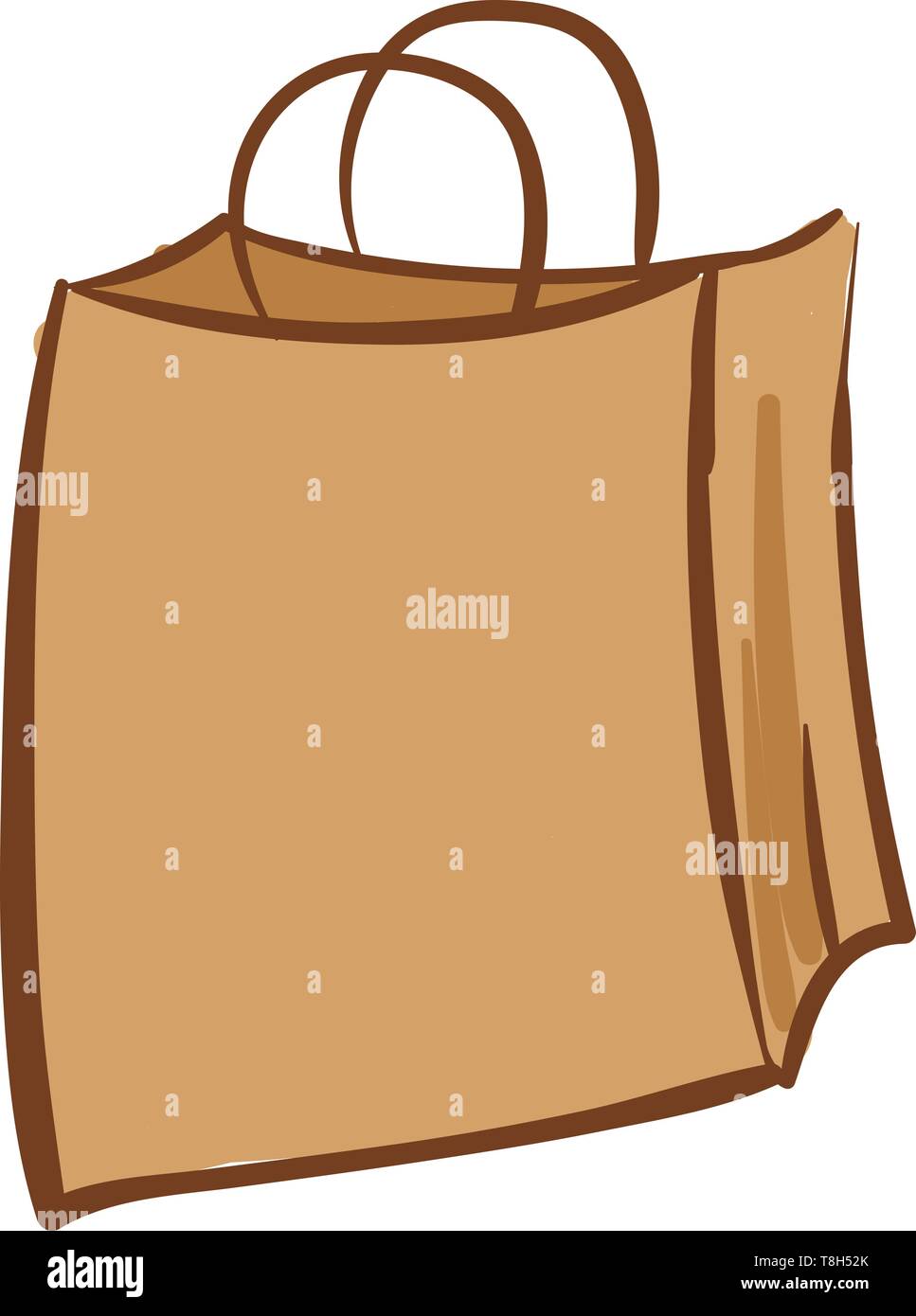 Un sac en papier brun qui est lisse sans aucun mot ou de dessins et modèles industriels , Scénario, dessin en couleur ou d'illustration. Illustration de Vecteur