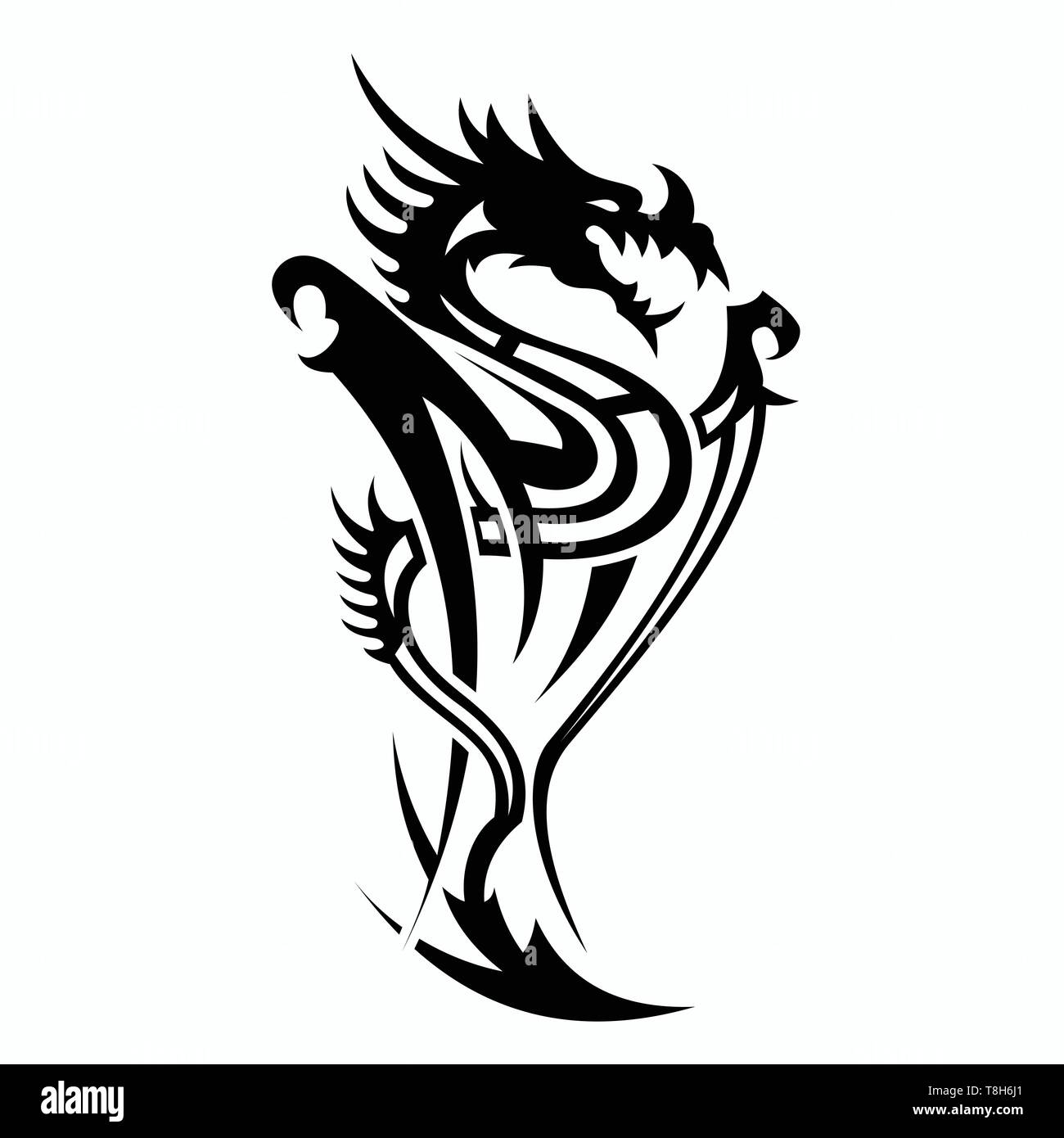 Les vecteurs pour motifs de tatouage de dragon, t-shirt designs, logos, symboles, facile à appliquer. Illustration de Vecteur