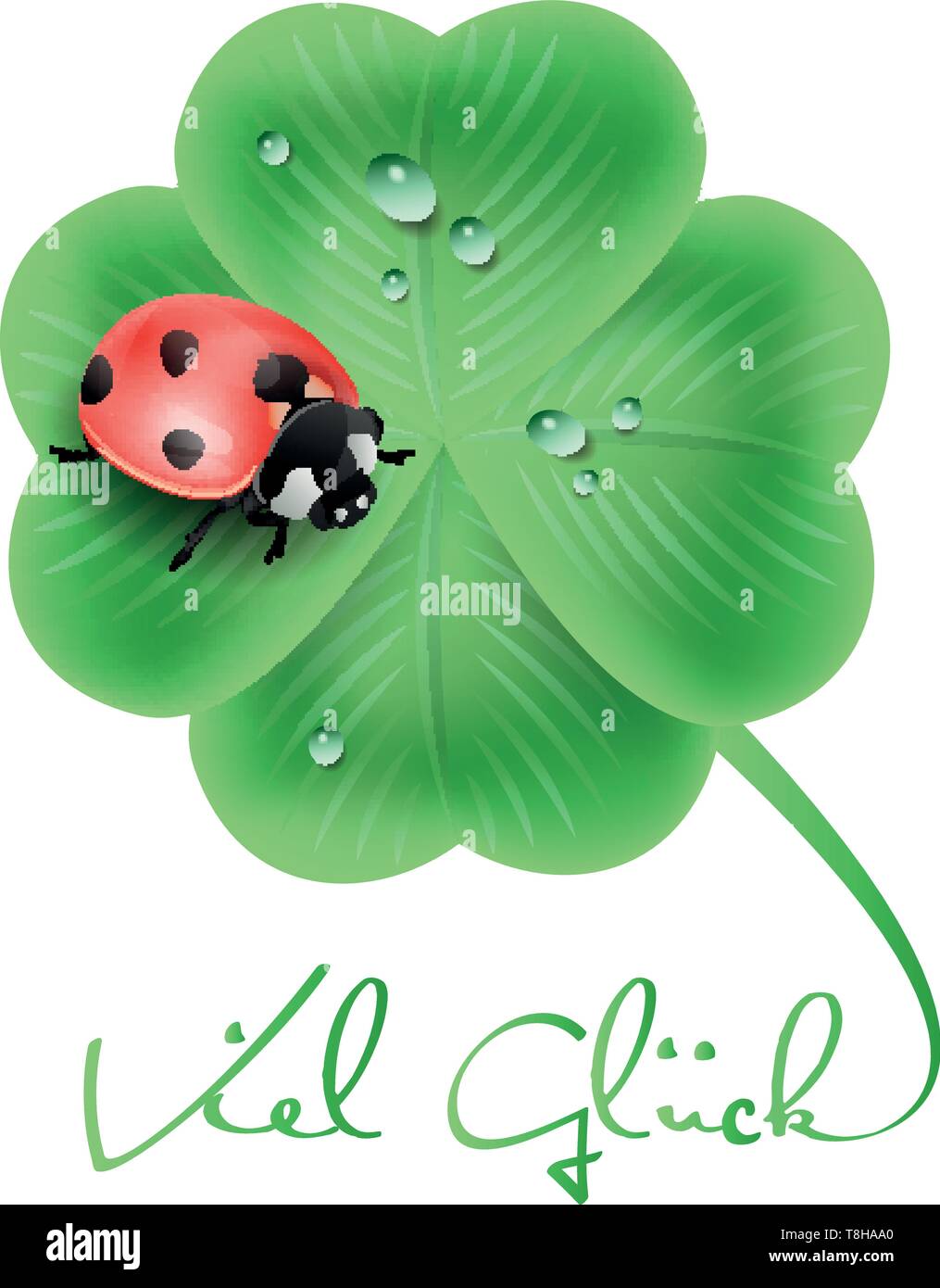 Viel Gl ck allemand clover avec une coccinelle Image Vectorielle