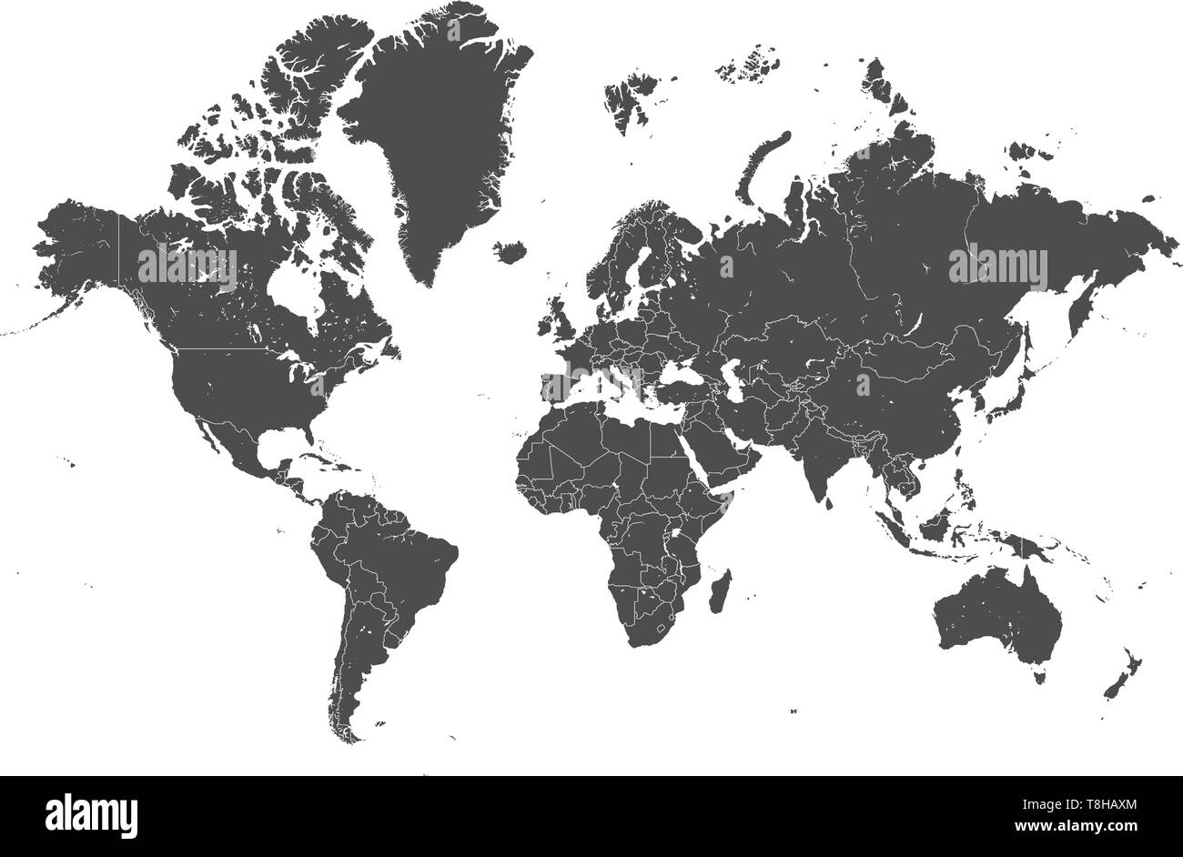 Carte du monde vecteur pays détaillées Illustration de Vecteur