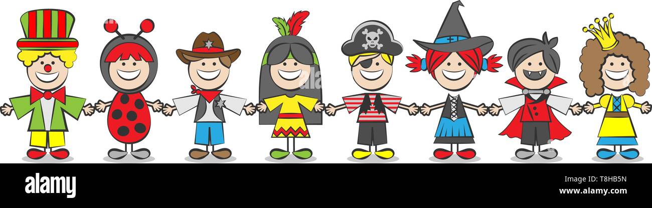 Carnaval des enfants costumes vector Illustration de Vecteur