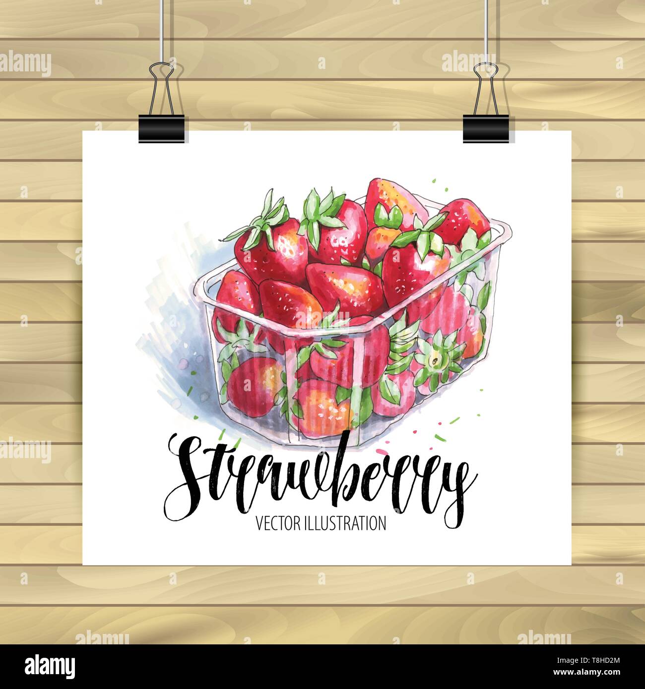 Tirer la main de la fraise au. Vector illustration. Illustration de Vecteur