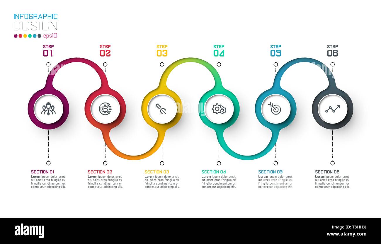 Label cercle infographie par étape par étapes. Illustration de Vecteur