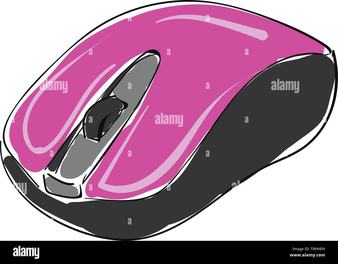 Une souris rose avec une roue de défilement gris, Scénario, dessin en couleur ou d'illustration. Illustration de Vecteur