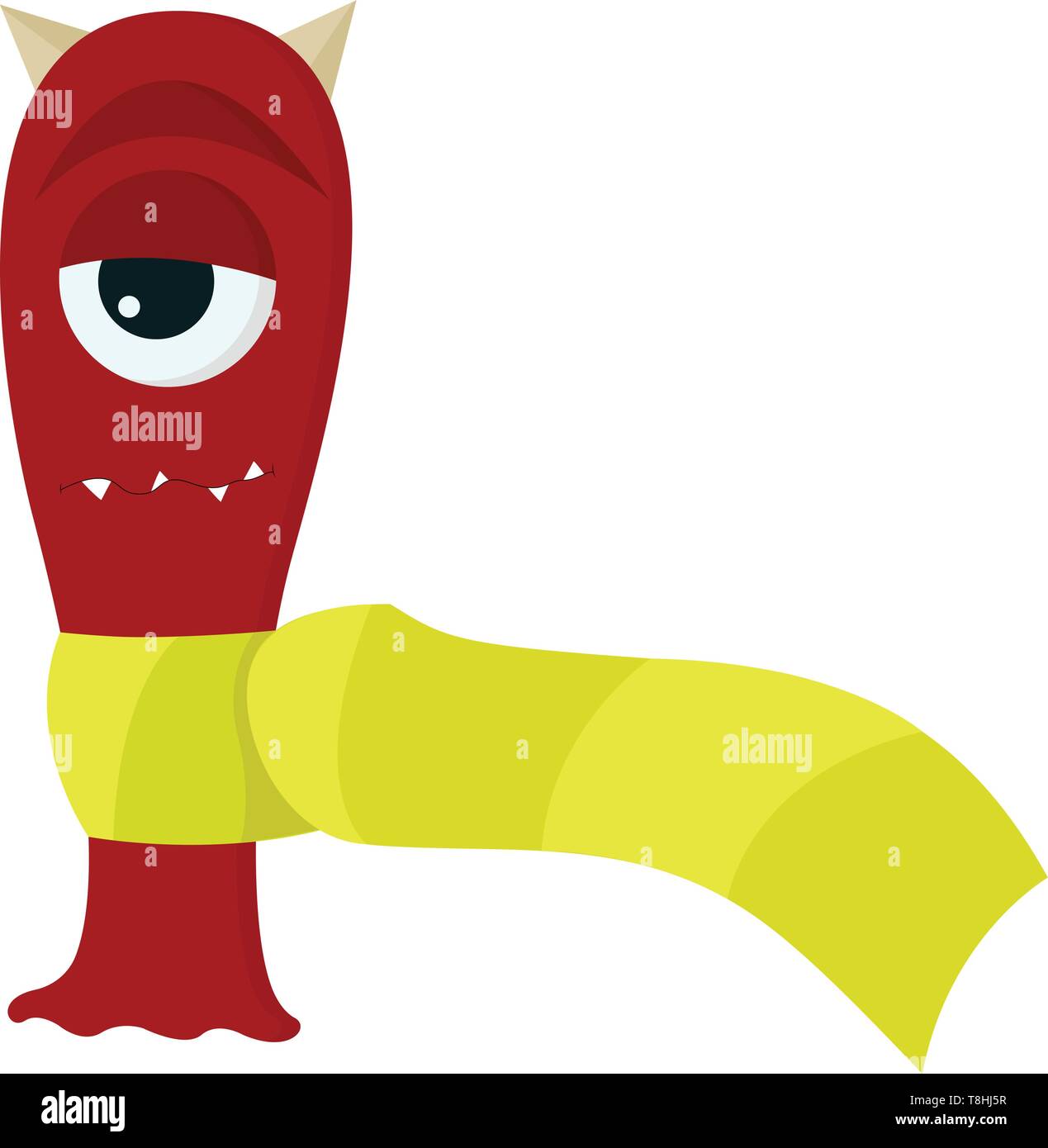 Un mignon longtemps dirigé monster avec cornes portant une longue écharpe  jaune, Scénario, dessin en couleur ou d'illustration Image Vectorielle  Stock - Alamy