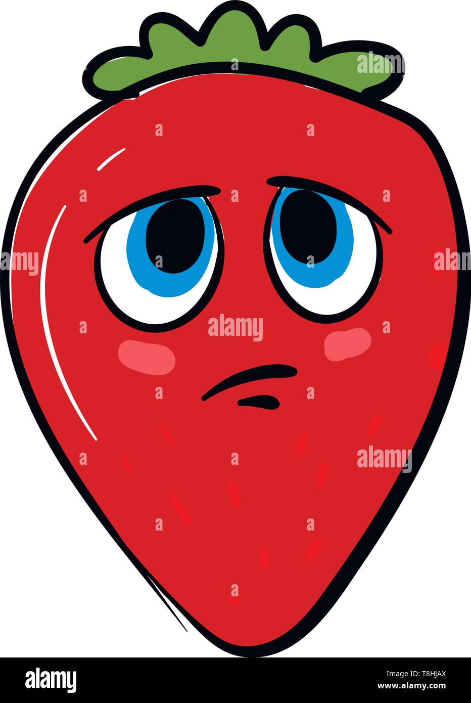 Un peu triste avec des yeux bleus de fraises, Scénario, dessin en couleur ou d'illustration. Illustration de Vecteur