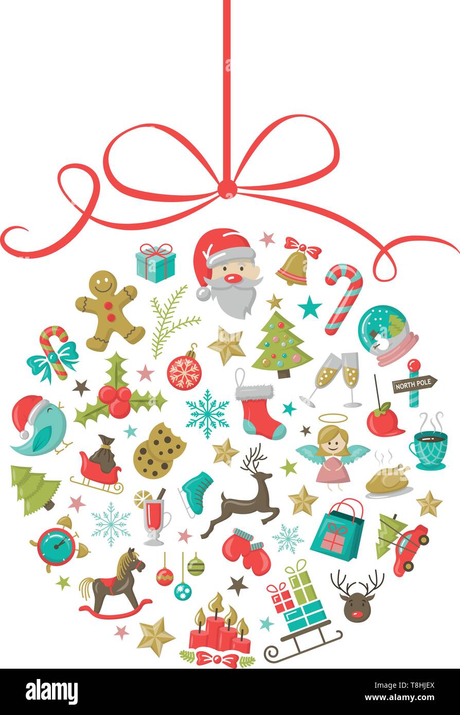 Icônes de Noël bauble Illustration de Vecteur