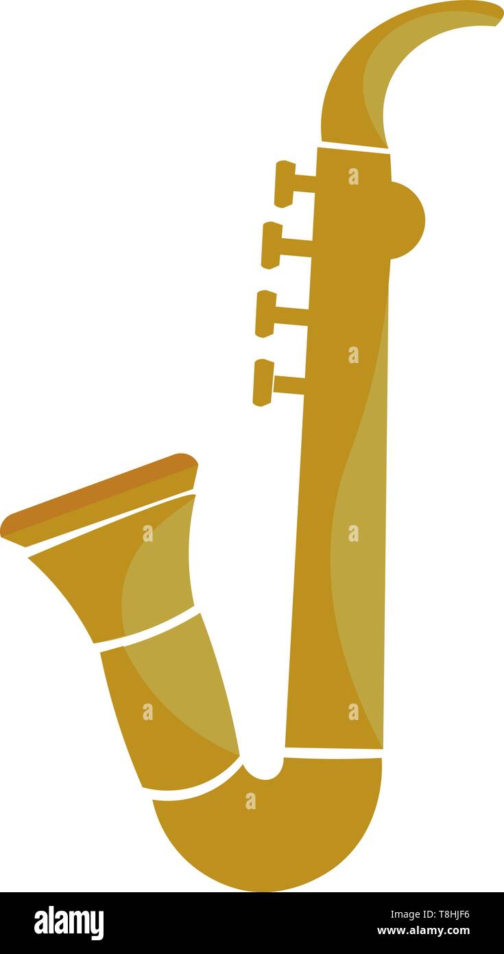 Résumé Une illustration d'un saxophone jaune, Scénario, dessin en couleur ou d'illustration. Illustration de Vecteur