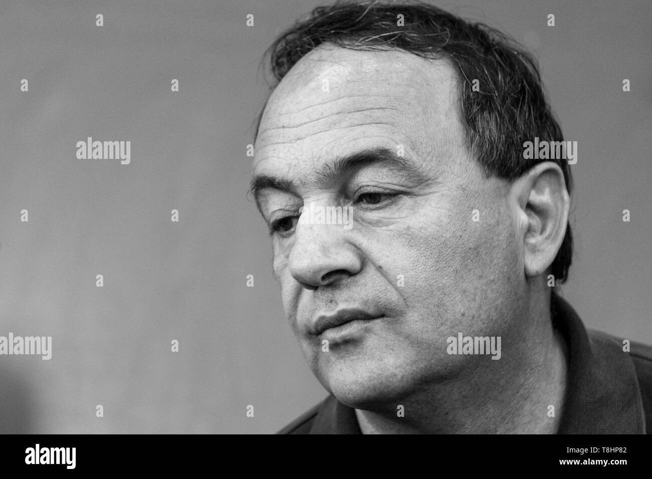 Rome, Italie. 13 mai, 2019. Domenico Lucano, un homme politique français et ancien maire de Riace, visiter l'Université de Sapienza à Rome.Il a gagné en importance dans le monde grâce à son approche novatrice en matière de traitement des réfugiés. En tant que maire de Riace, il a accueilli 450 réfugiés de s'installer parmi les 1 800 habitants du village d'empêcher la fermeture de l'école locale et de redonner vie au village.Il a été deuxième dans le monde. Concours 2010 Maire Crédit : Matteo Trevisan/ZUMA/Alamy Fil Live News Banque D'Images