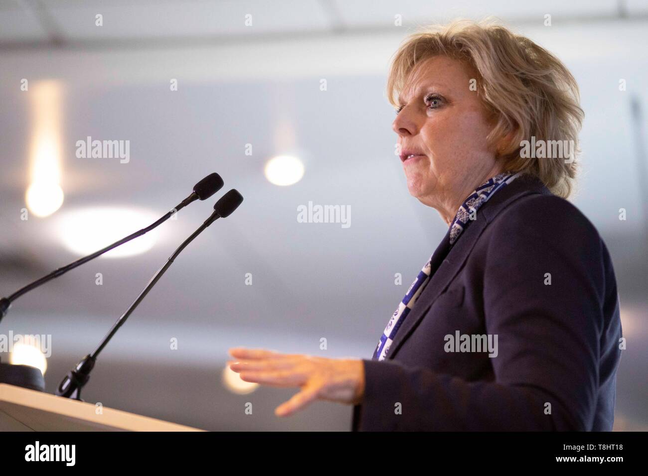 Cardiff, Wales, UK. 13 mai 2019. Anna Soubry lors du changement d'UK's vote du peuple et demeurer à l'événement Stade Principauté de MPs dont Anna Soubry, Heidi Allen, Chuka Umunna, et candidats députés pour le pays de Galles,. Credit : Mark Hawkins/Alamy Live News Banque D'Images