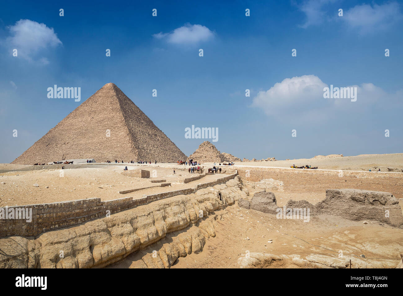 Pyramide de Gizeh, près du Caire, Égypte complexe Banque D'Images