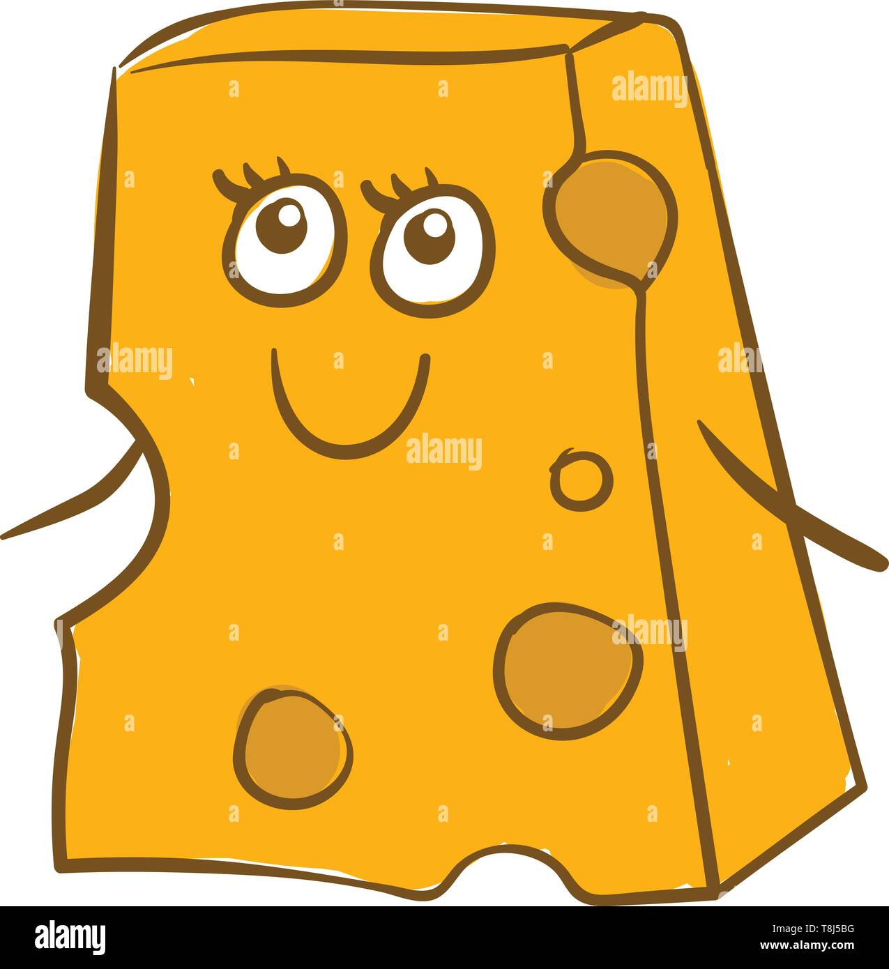 Un gros bloc de fromage qui a un visage souriant , Scénario, dessin en couleur ou d'illustration. Illustration de Vecteur