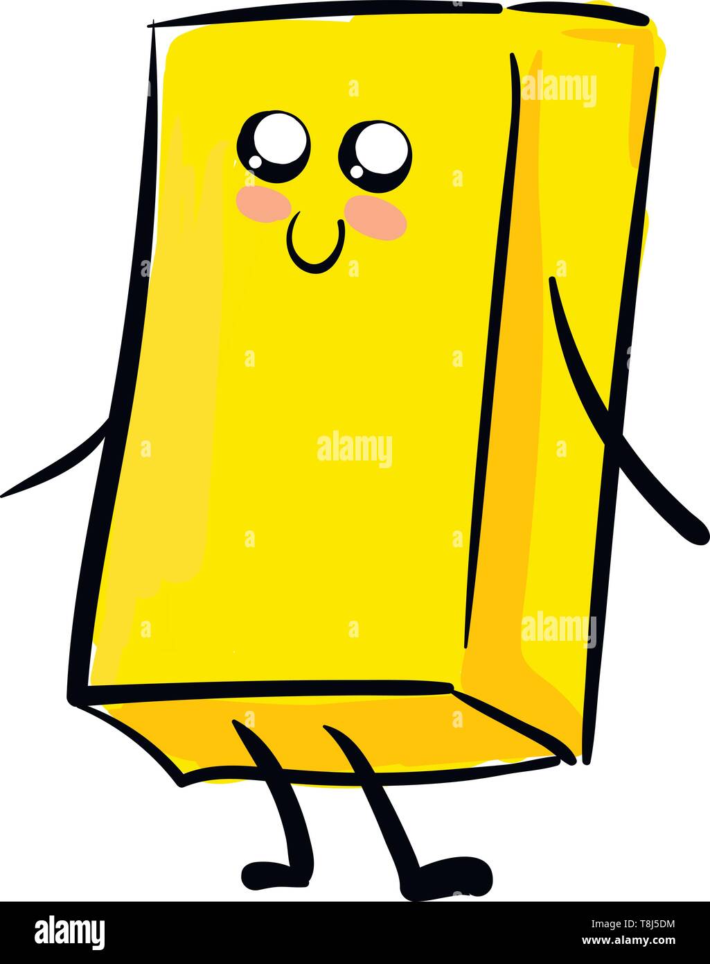 Un bloc d'or qui semble être heureux avec un sourire , Scénario, dessin en couleur ou d'illustration. Illustration de Vecteur