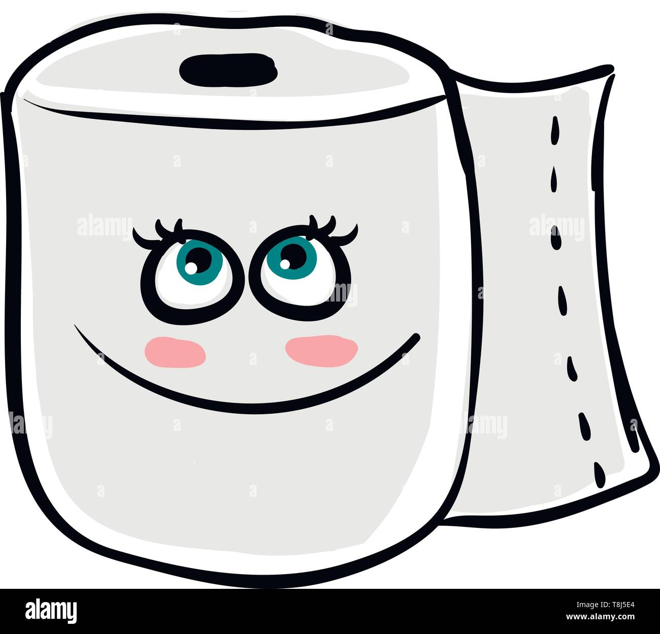 Un papier de toilette blanc avec un grand sourire , Scénario, dessin en couleur ou d'illustration. Illustration de Vecteur