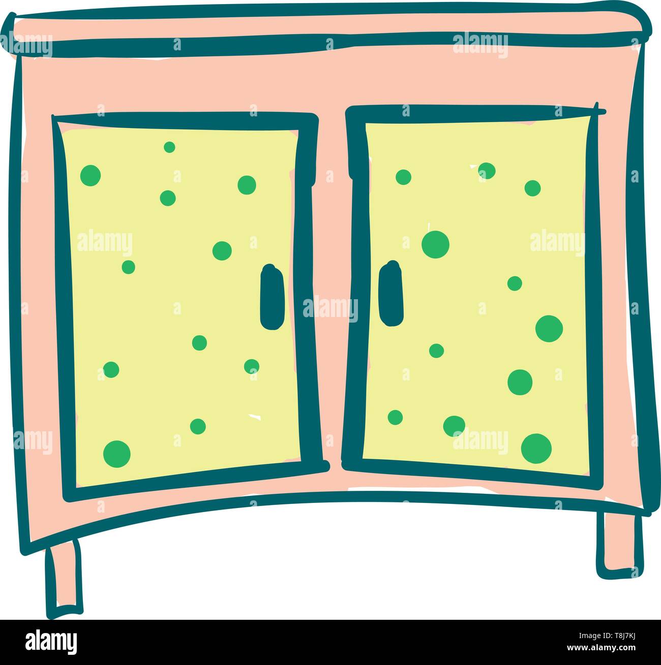 Une grande table de chevet avec deux placards ci-dessous le plan d'examen est un élément essentiel pour la chambre à coucher qui ajoute une touche d'élégance à la décoration de la Illustration de Vecteur
