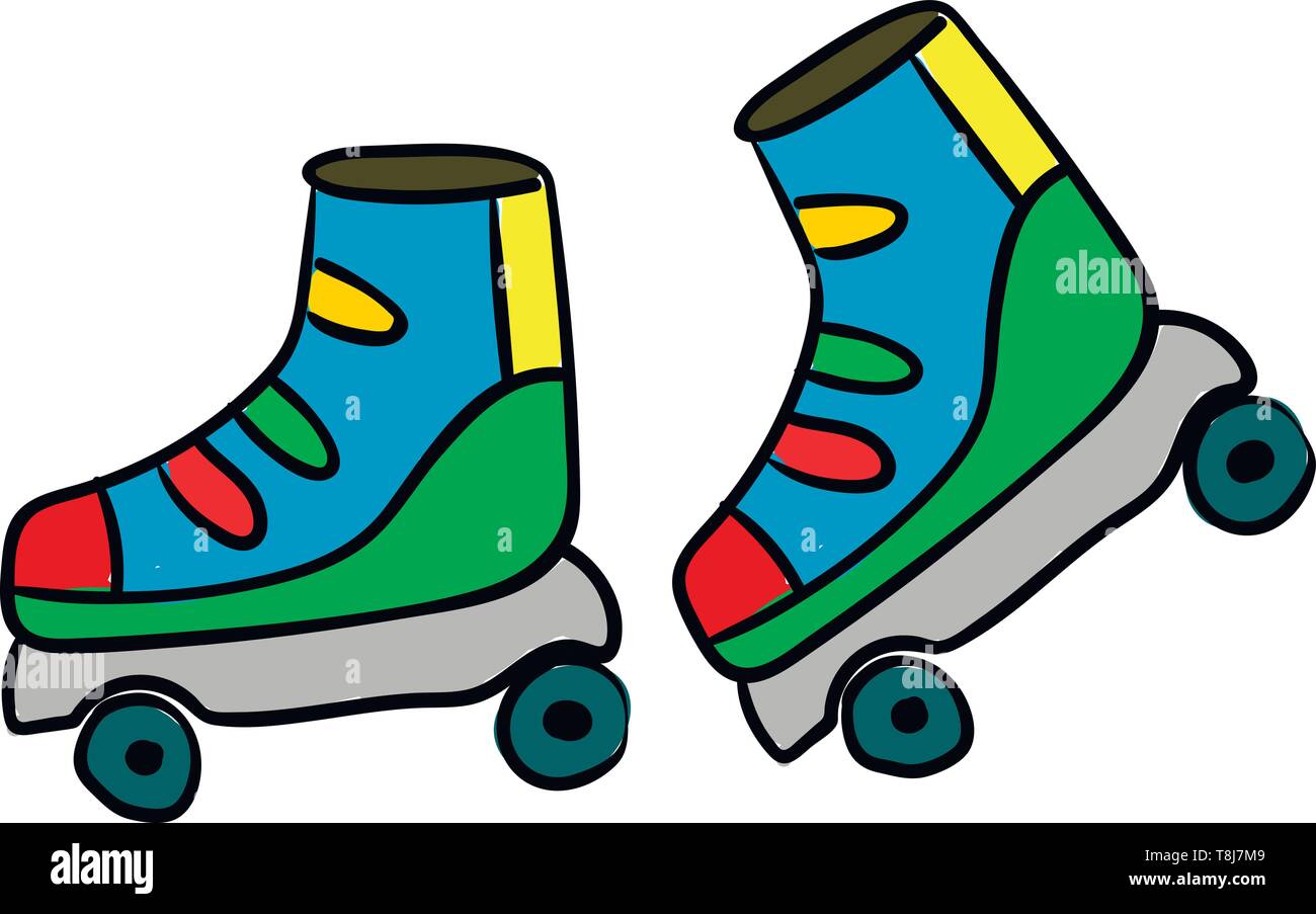 Une multi-couleur patins à roues vert pour les enfants avec de l'alliage d'aluminium qui favorise la confiance pour profiter de leur trajet et de réduire au minimum ces fichus bli Illustration de Vecteur