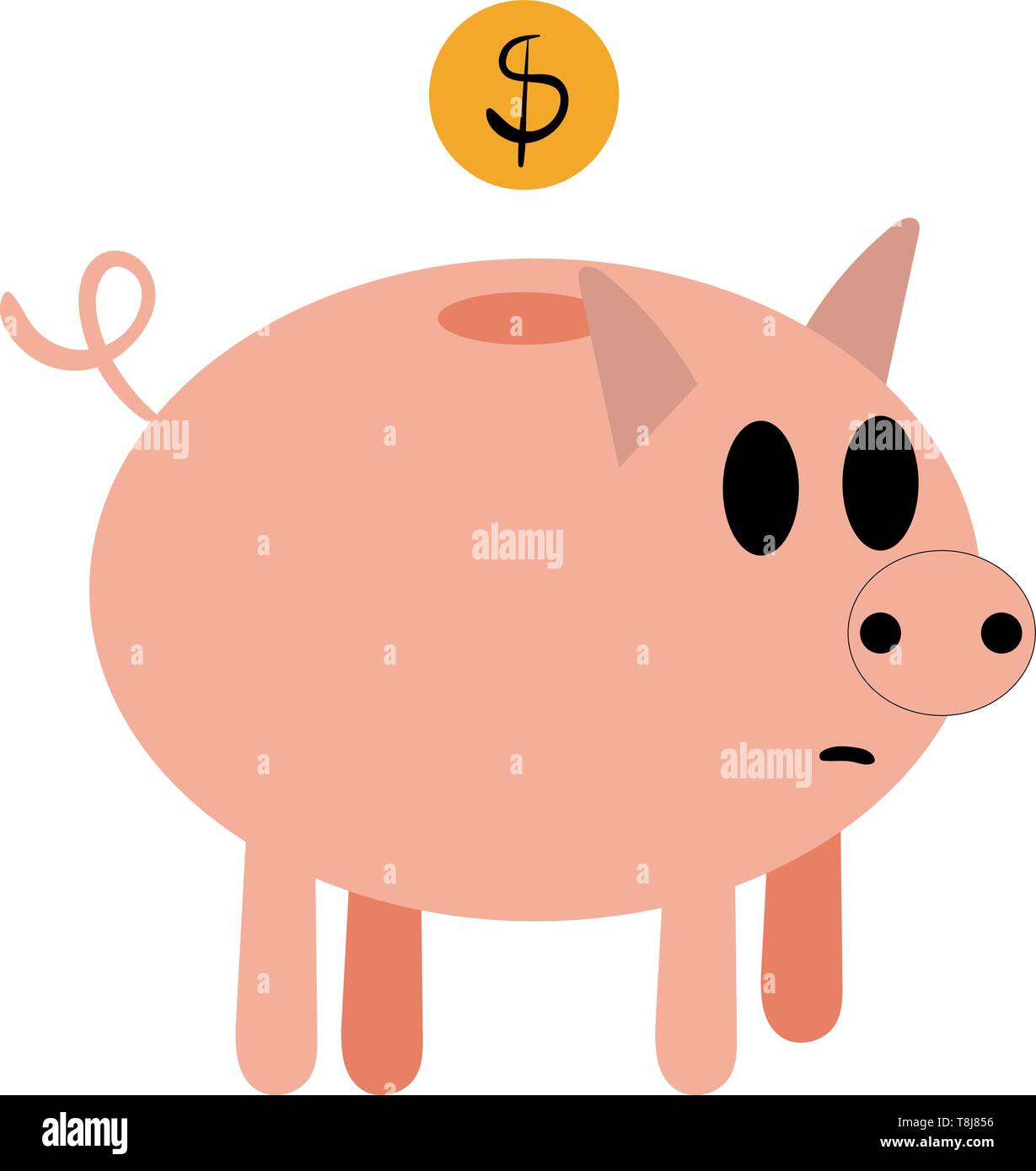 A cute pink piggy bank avec une fente dans son corps et le symbole du dollar au-dessus c'est certainement la manière d'amusement pour les enfants à économiser leur argent, scénario, couleur d Illustration de Vecteur