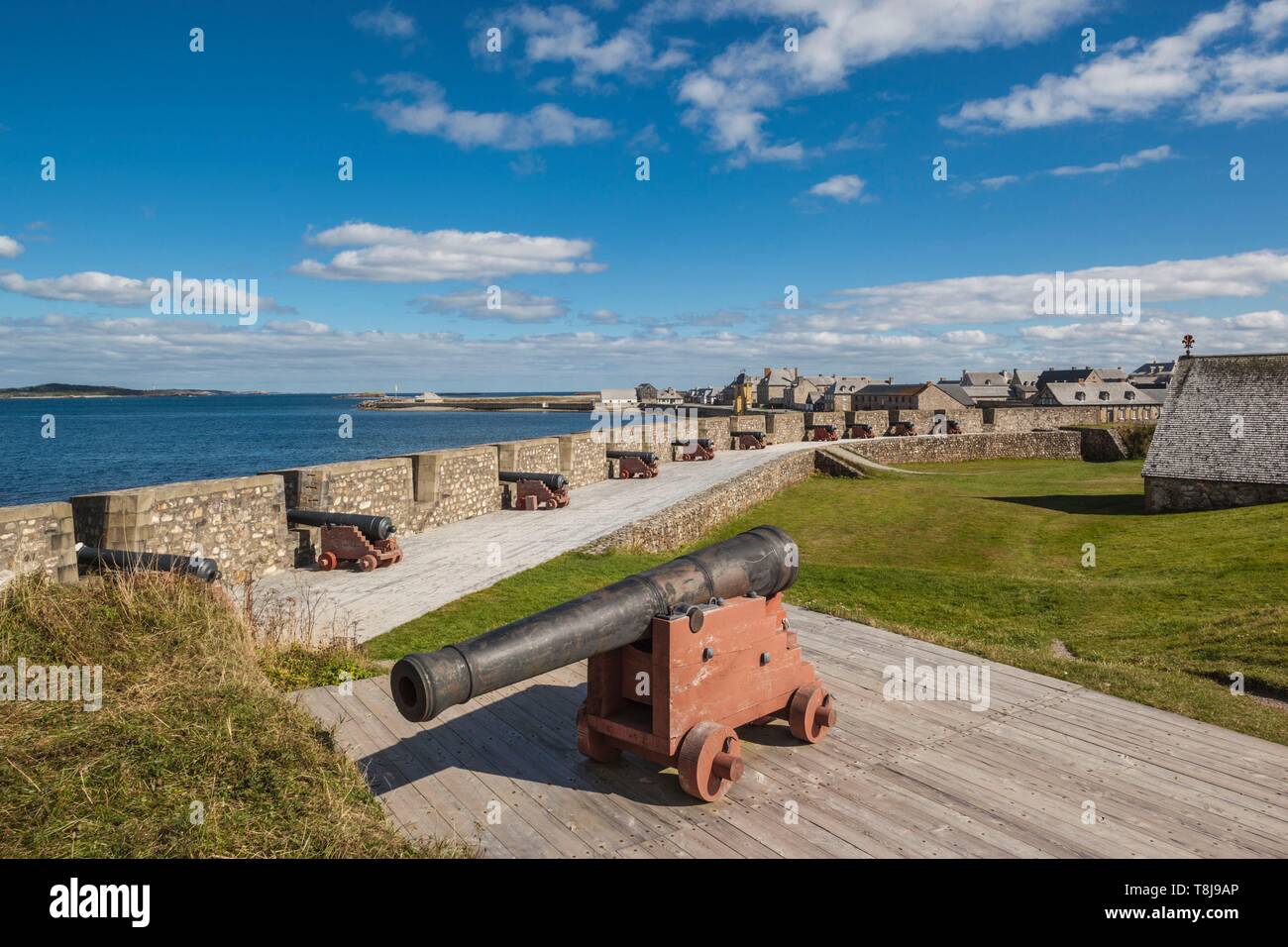 Le Canada, la Nouvelle-Écosse, Louisbourg, Fortress of Louisbourg National Historic Park, de canons Banque D'Images