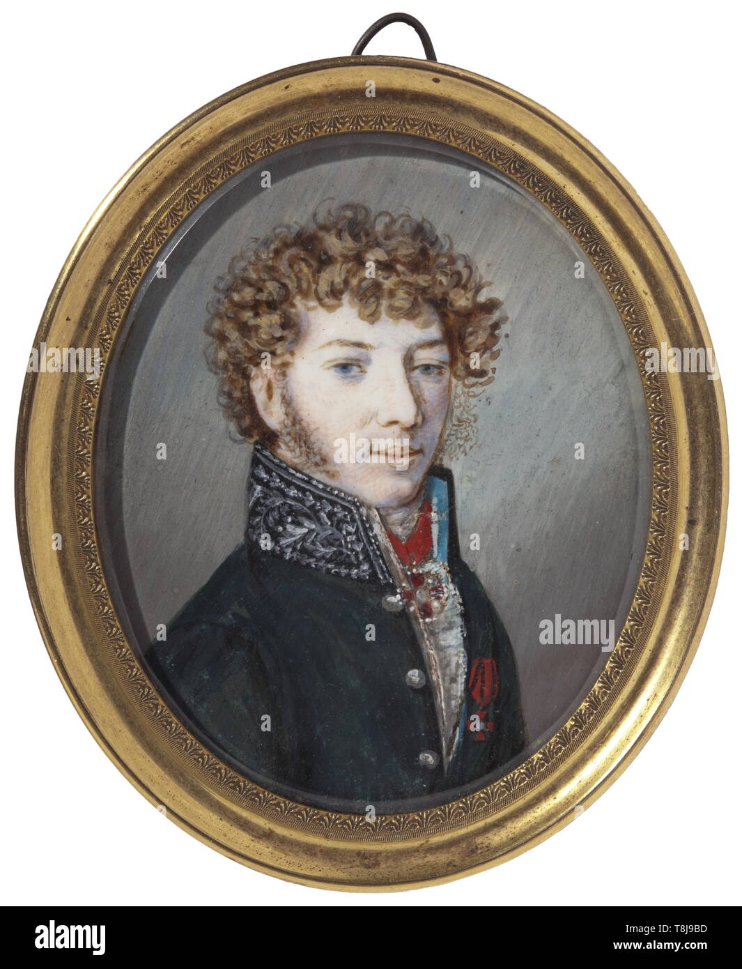 Un portrait miniature d'un haut fonctionnaire au ministère des Affaires étrangères russe, circa 1820 Gouache sur ivoire. Statsky Sovetnik officiel (probablement) dans l'uniforme de service du ministère des Affaires étrangères avec l'Ordre de Saint Anna 2e classe et de l'Ordre de Saint-Vladimir de quatrième classe. Sous verre dans un cadre en laiton doré. Dimensions Encadré 7.2 x 6.2 cm. Qualité fine historique., historique, 19ème siècle, Additional-Rights Clearance-Info-Not-Available- Banque D'Images Un portrait miniature d'un haut fonctionnaire au ministère des Affaires étrangères russe, circa 1820 Gouache sur ivoire. Statsky Sovetnik officiel (probablement) dans l'uniforme de service du ministère des Affaires étrangères avec l'Ordre de Saint Anna 2e classe et de l'Ordre de Saint-Vladimir de quatrième classe. Sous verre dans un cadre en laiton doré. Dimensions Encadré 7.2 x 6.2 cm. Qualité fine historique., historique, 19ème siècle, Additional-Rights Clearance-Info-Not-Available- Banque D'Images