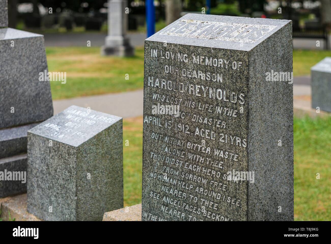 Le Canada, la Nouvelle-Écosse, Halifax, cimetière Fairview Lawn, Tombes de victimes de l'HMS Titanic naufrage en 1912 Banque D'Images