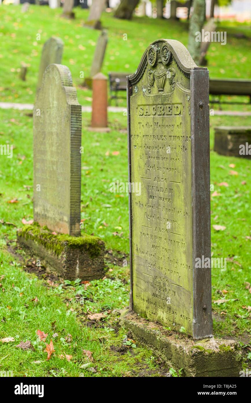 Canada, Nouveau-Brunswick, à Saint John, pierre tombale au cimetière des Loyalistes, le cimetière historique datant de 1784 Banque D'Images