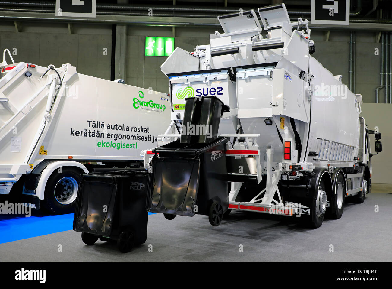 Helsinki, Finlande. 09 mai, 2019. Refuser chariot avec NTM's 2-histoire 4-chambre de refuser l'affiche collector sur Transport-Logistics en 2019 Messukeskus Helsinki, Finlande. Credit : Taina Sohlman/agefotostock Banque D'Images