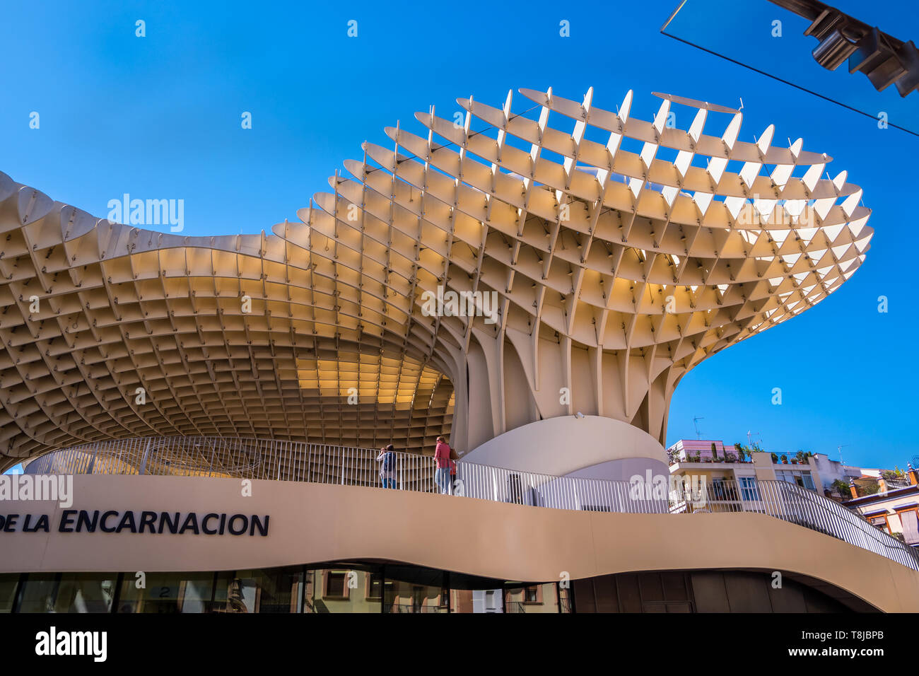 Séville, Espagne 8 Mai 2019 : Détails du Metropol Parasol, Setas de Sevilla , la plus grande structure en bois dans le monde, , situé à Plaza de la F Banque D'Images