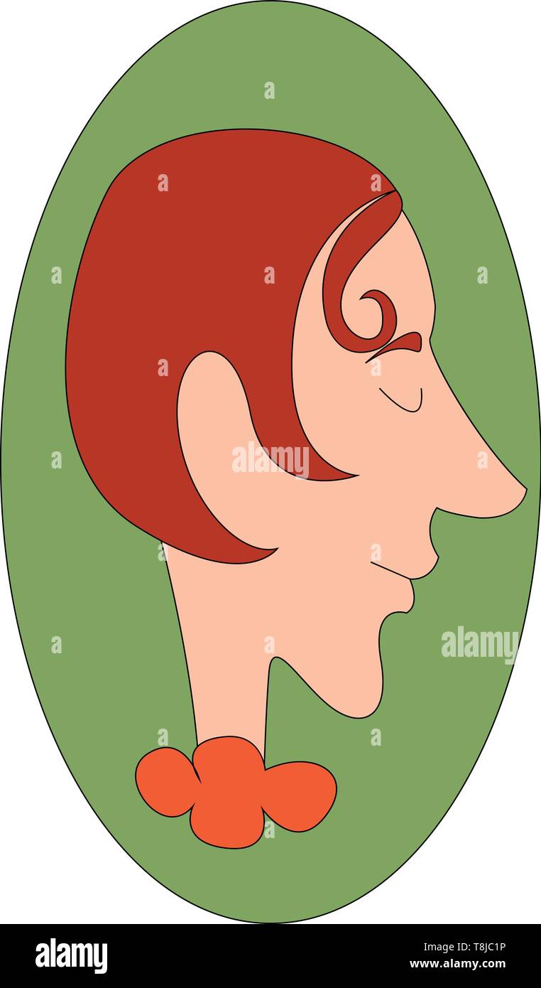 Un profil d'une belle jeune fille en fond vert., Scénario, dessin en couleur ou d'illustration. Illustration de Vecteur