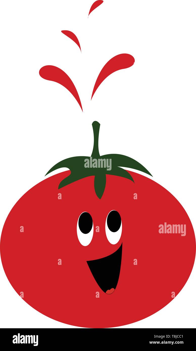 Un dessin couleur d'une tomate rouge ronde., Scénario, dessin en couleur ou d'illustration. Illustration de Vecteur
