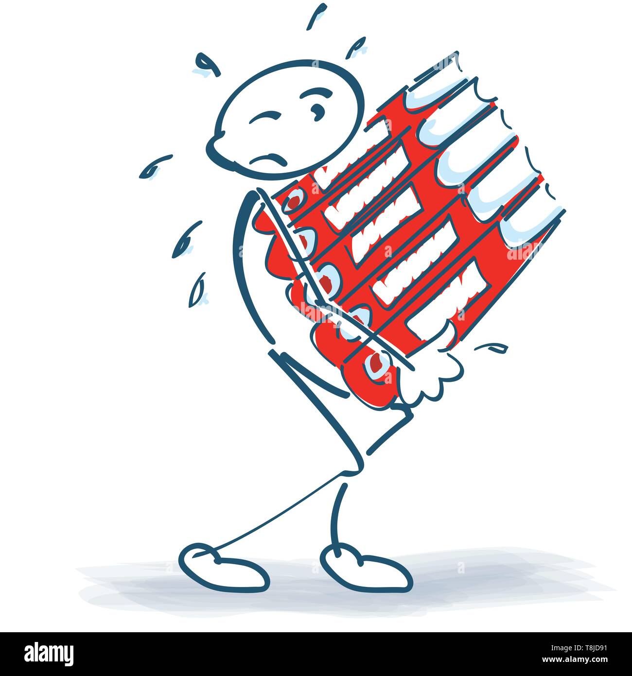 Stick figure avec les fichiers et les surcharges et au fil du temps Illustration de Vecteur