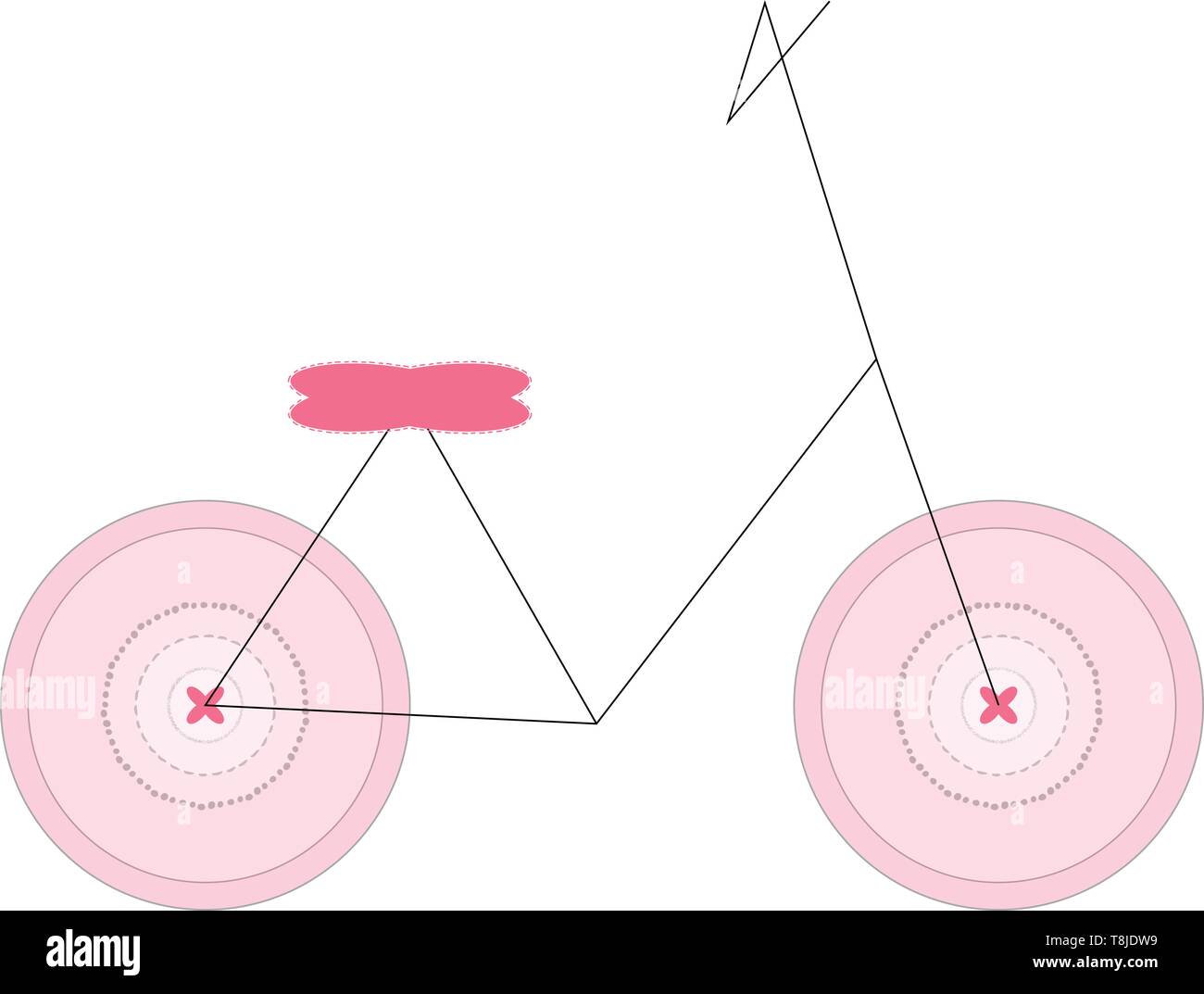 Une couleur rose filles minimaliste location avec deux pneus de couleur rose et un siège de couleur rose, Scénario, dessin en couleur ou d'illustration. Illustration de Vecteur