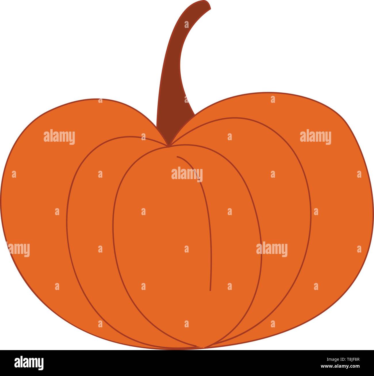 Un orange citrouille avec une tige brune, Scénario, dessin en couleur ou d'illustration. Illustration de Vecteur