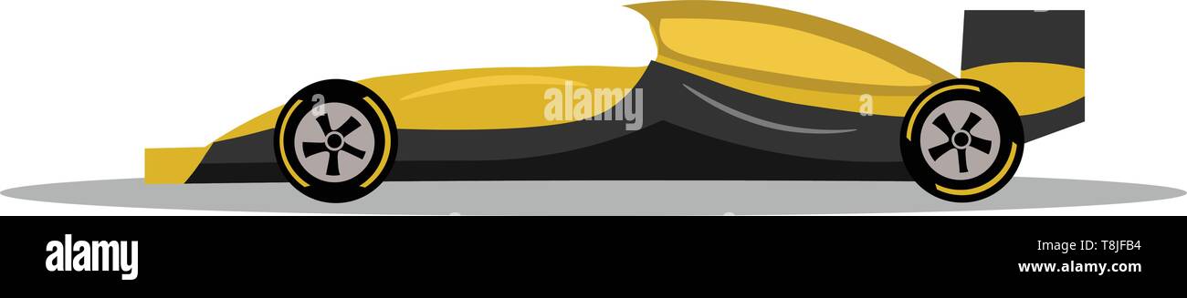 Une voiture de course de couleur jaune, avec deux pneus et beau corps, Scénario, dessin en couleur ou d'illustration. Illustration de Vecteur