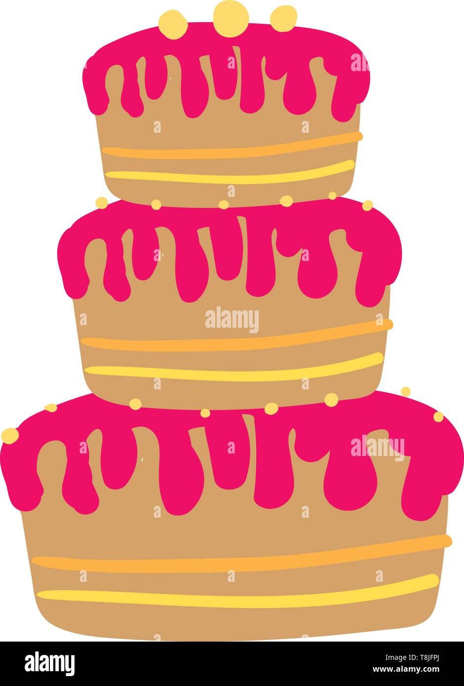 Trois Couches D Un Gateau Enorme Avec De Belles Cerises Et Glacage Sur Le Dessus Le Scenario Dessin En Couleur Ou D Illustration Image Vectorielle Stock Alamy