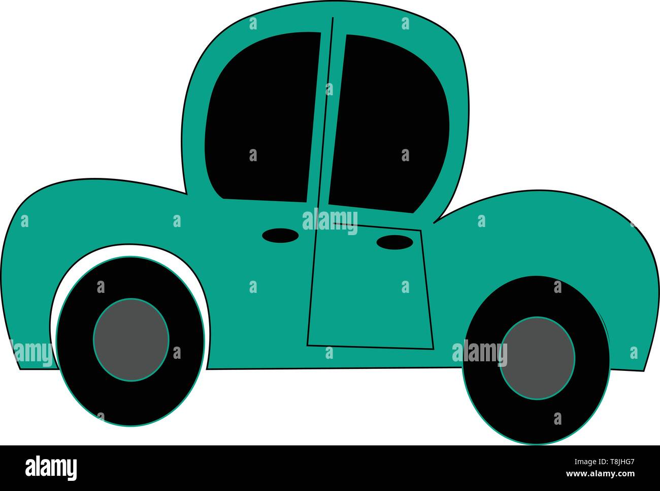 Une voiture bleue avec des roues noires, Scénario, dessin en couleur ou d'illustration. Illustration de Vecteur