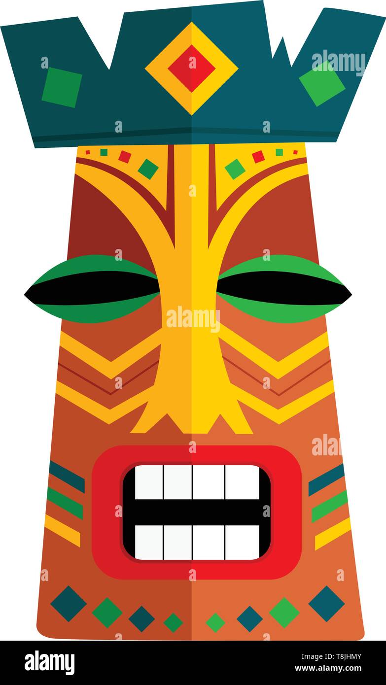 Un masque africain, avec la conception d'un visage, Scénario, dessin en couleur ou d'illustration. Illustration de Vecteur